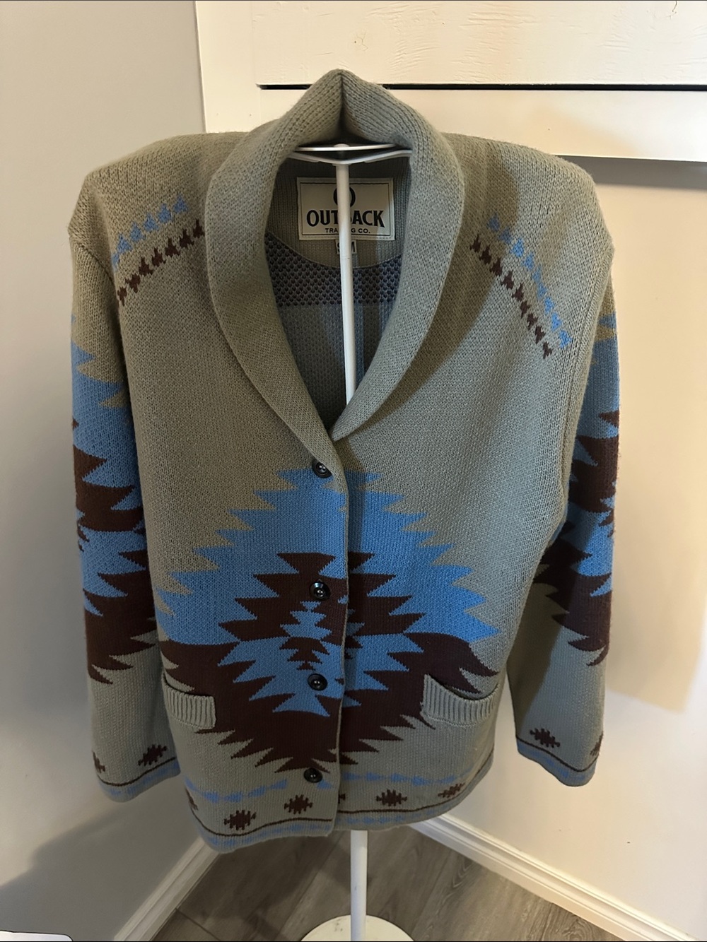 Outback Trading Company Willa Cardigan  boyfriend oversized Southwestern pattern
